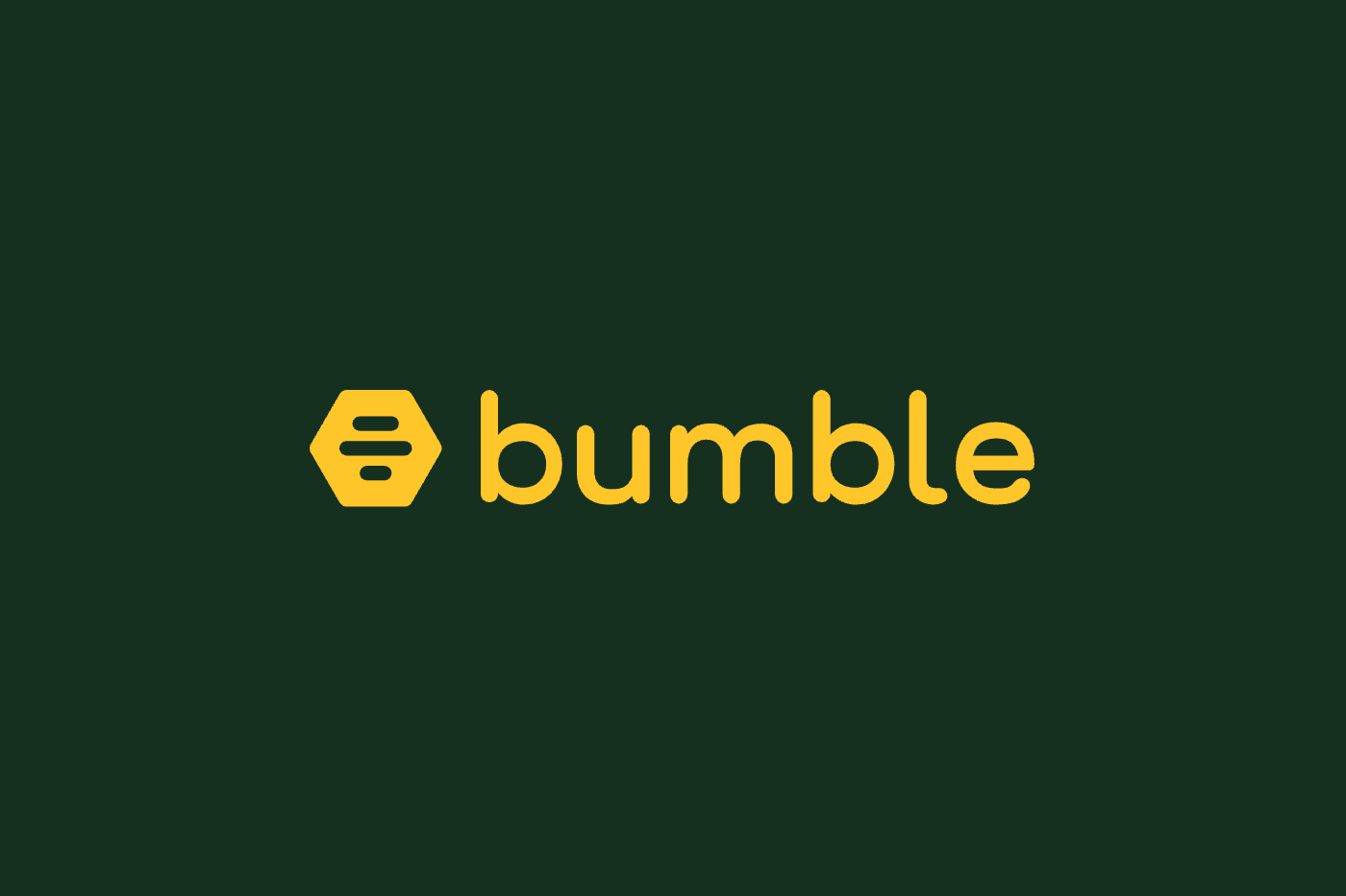 The Bumble logo on a dark green ground